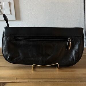 Worthington Leather Elegant Black Leather Clutch Crossbody missing strap